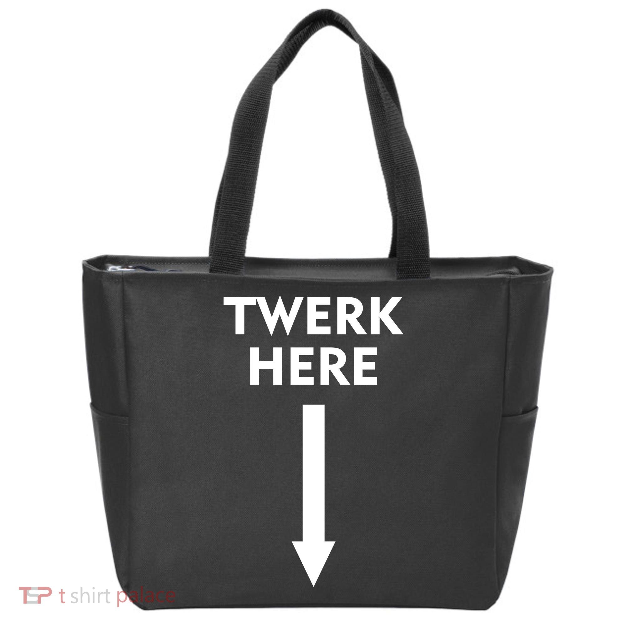 Twerk Here Funny Arrow Down Tote Bag