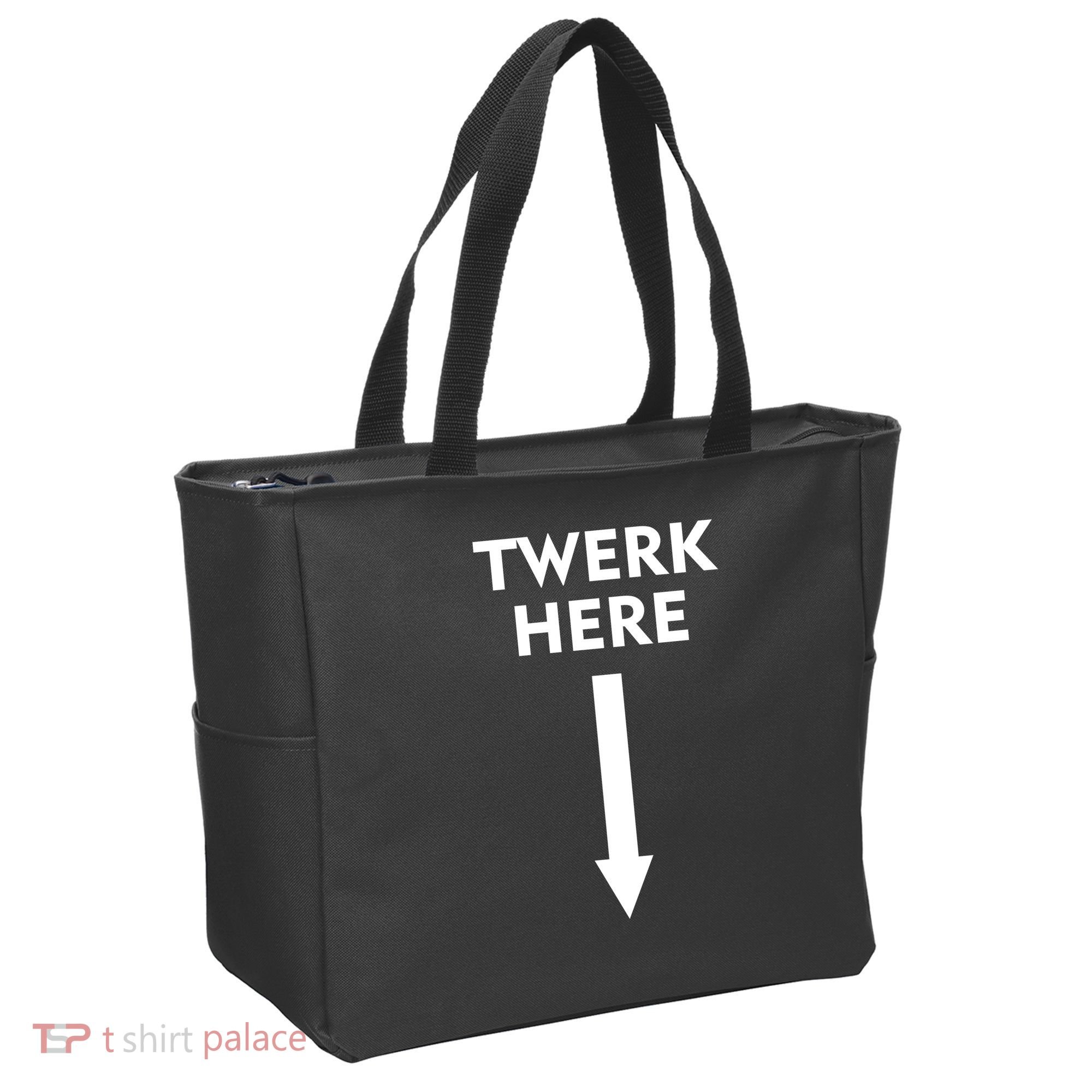 Twerk Here Funny Arrow Down Tote Bag