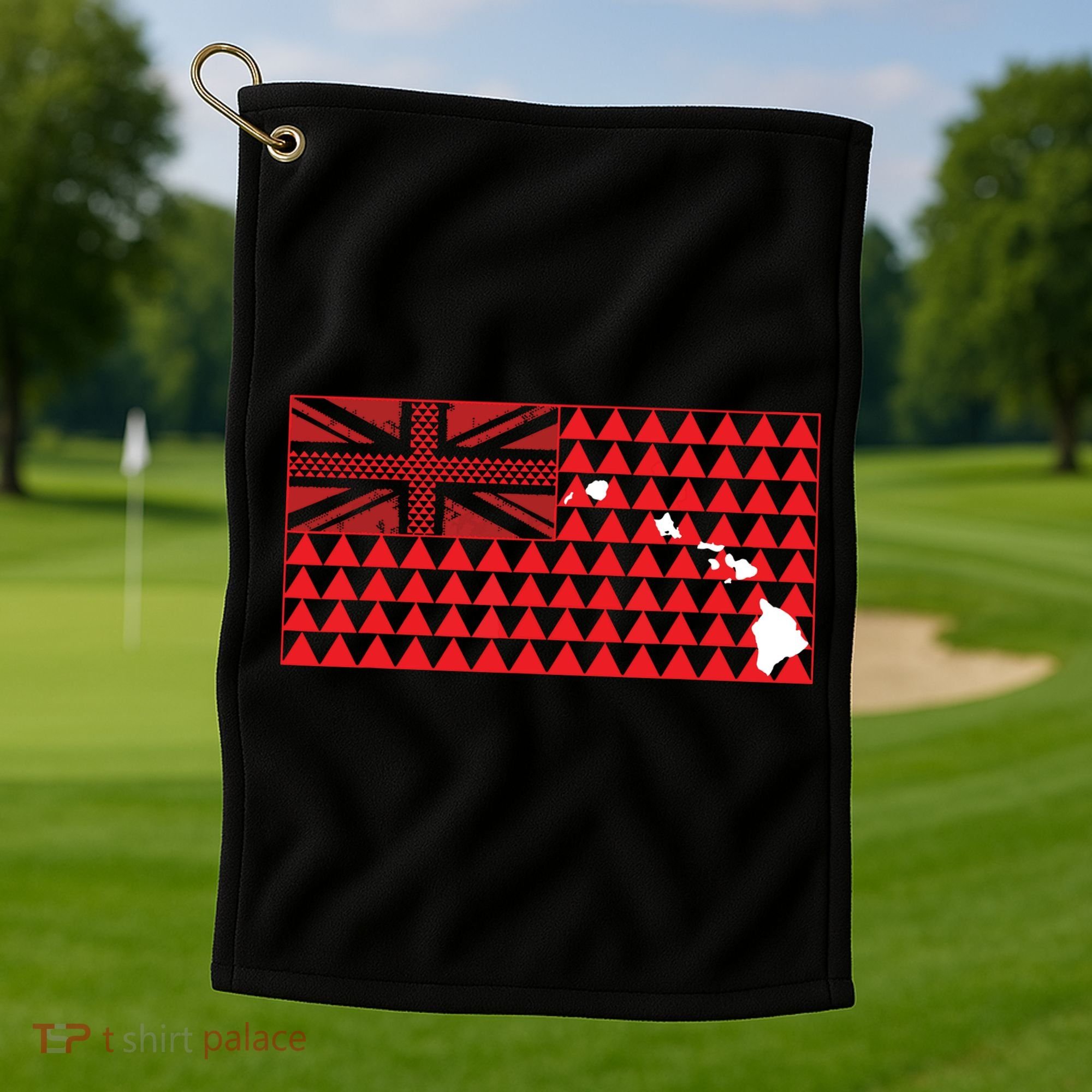 Tribal Hawaiian Flag State Of Hawaii Golf Towel