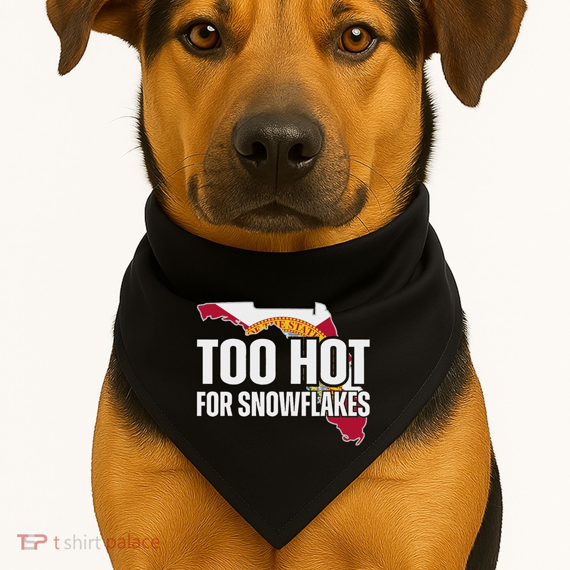 Too Hot For Snowflakes Florida Flag Map State Funny Saying USA-Made Doggie Bandana