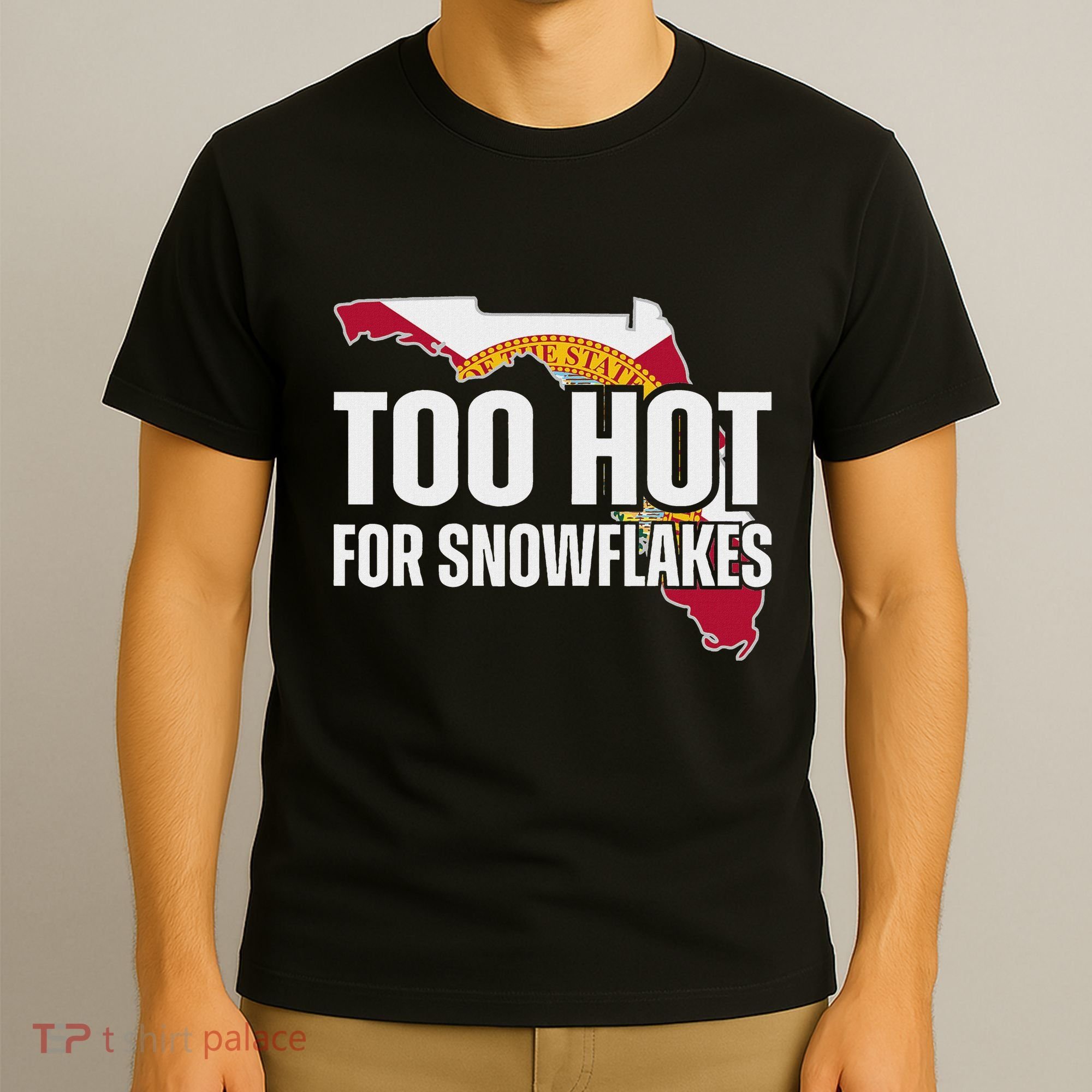 Too Hot For Snowflakes Florida Flag Map State Funny Saying T-Shirt