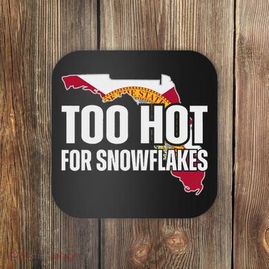 Too Hot For Snowflakes Florida Flag Map State Funny Saying Coaster