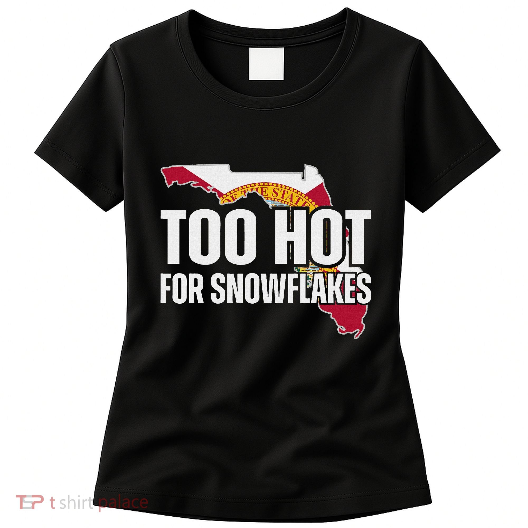 Too Hot For Snowflakes Florida Flag Map State Funny Saying Women's T-Shirt