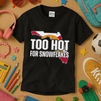 Too Hot For Snowflakes Florida Flag Map State Funny Saying Kids T-Shirt thumb 3