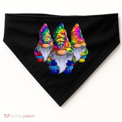 Three Hippie Gnomes Peace Gnome Funny Retro Tie Diy Design USA-Made Doggie Bandana
