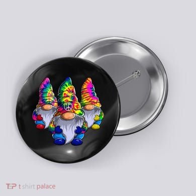 Three Hippie Gnomes Peace Gnome Funny Retro Tie Diy Design Button