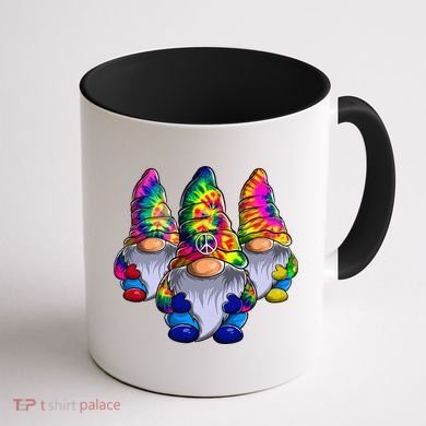 Three Hippie Gnomes Peace Gnome Funny Retro Tie Diy Design Coffee Mug back