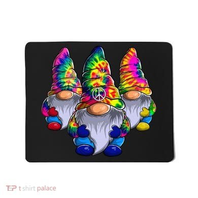 Three Hippie Gnomes Peace Gnome Funny Retro Tie Diy Design Mousepad