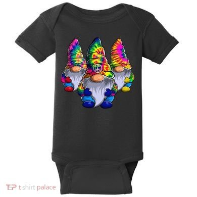 Three Hippie Gnomes Peace Gnome Funny Retro Tie Diy Design Baby Bodysuit