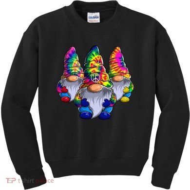 Three Hippie Gnomes Peace Gnome Funny Retro Tie Diy Design Kids Sweatshirt