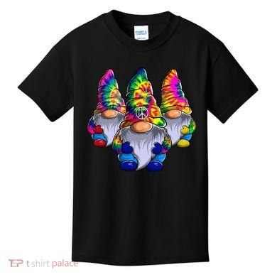 Three Hippie Gnomes Peace Gnome Funny Retro Tie Diy Design Kids T-Shirt