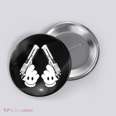 Toon Hand Guns Cartoon Button