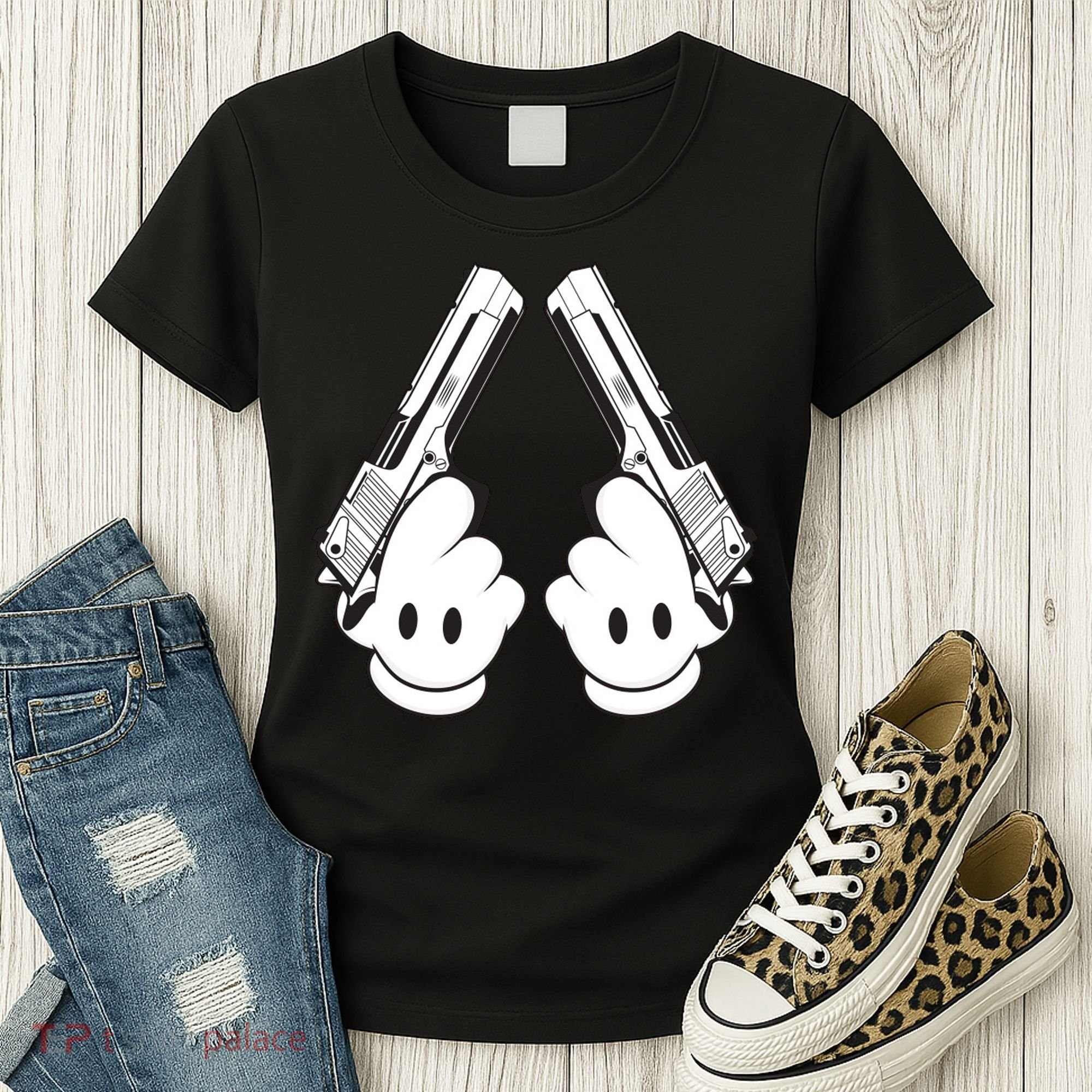 Toon Hand Guns Cartoon Women's T-Shirt