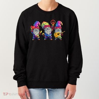 Three Hippie Gnomes Tie Dye Retro Hat Peace Gnome Women's Sweatshirt