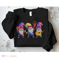 Three Hippie Gnomes Tie Dye Retro Hat Peace Gnome Sweatshirt thumb 2