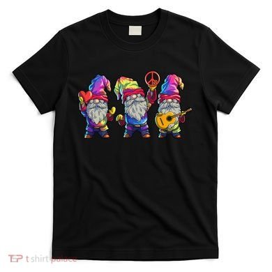 Three Hippie Gnomes Tie Dye Retro Hat Peace Gnome T-Shirt