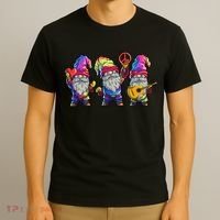 Three Hippie Gnomes Tie Dye Retro Hat Peace Gnome T-Shirt thumb 3
