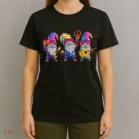 Three Hippie Gnomes Tie Dye Retro Hat Peace Gnome T-Shirt thumb 4
