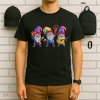 Three Hippie Gnomes Tie Dye Retro Hat Peace Gnome T-Shirt thumb 6