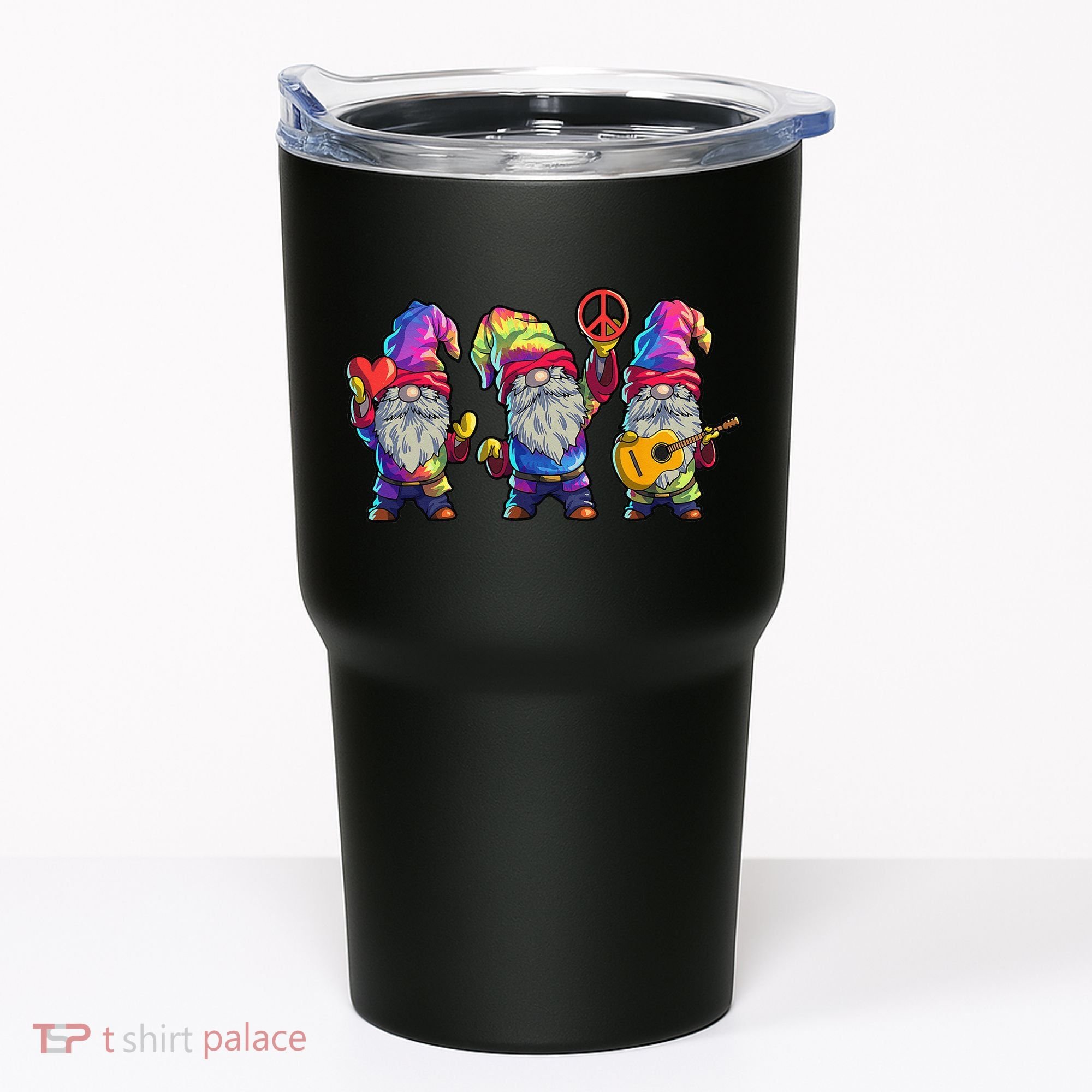 Three Hippie Gnomes Tie Dye Retro Hat Peace Gnome Tumbler