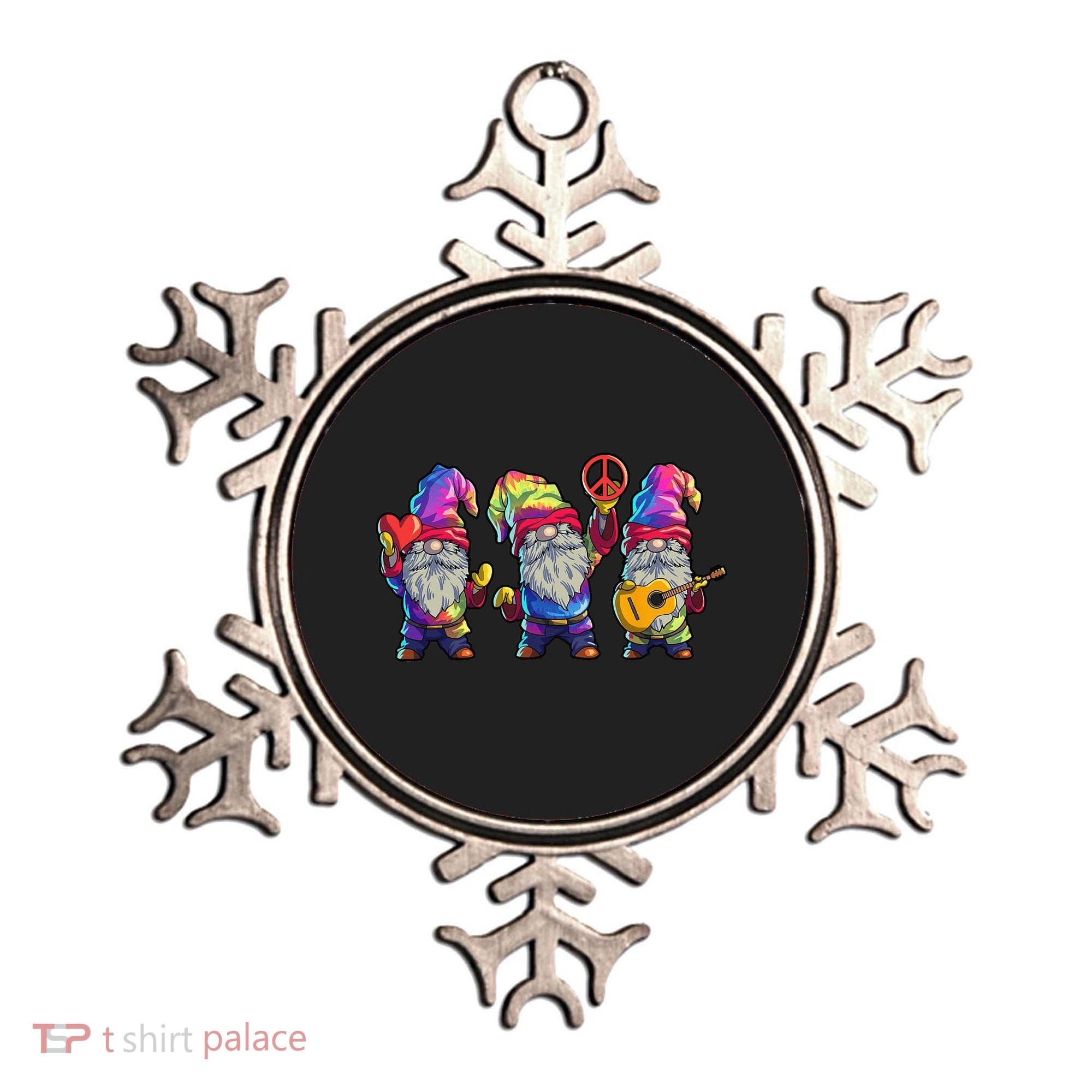 Three Hippie Gnomes Tie Dye Retro Hat Peace Gnome Ornament