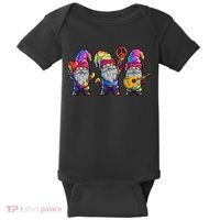 Three Hippie Gnomes Tie Dye Retro Hat Peace Gnome Baby Bodysuit thumb 0