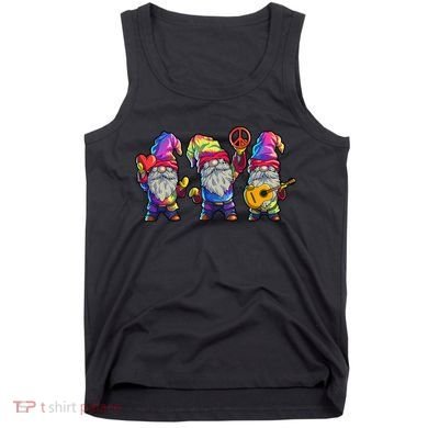 Three Hippie Gnomes Tie Dye Retro Hat Peace Gnome Tank Top