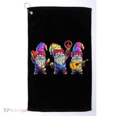 Three Hippie Gnomes Tie Dye Retro Hat Peace Gnome Golf Towel