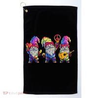 Three Hippie Gnomes Tie Dye Retro Hat Peace Gnome Golf Towel thumb 0