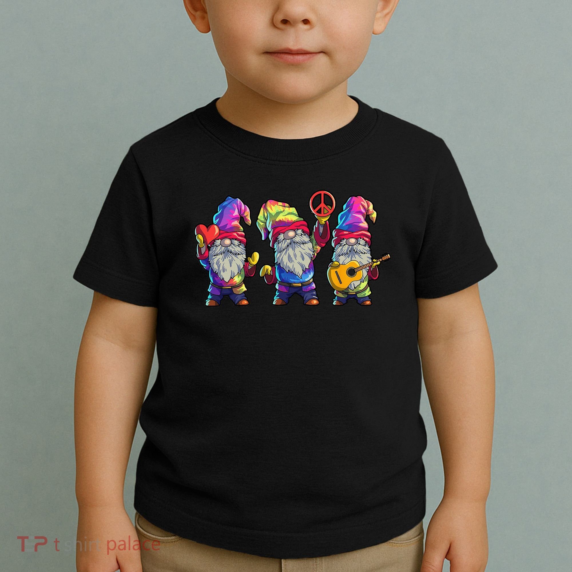 Three Hippie Gnomes Tie Dye Retro Hat Peace Gnome Toddler T-Shirt
