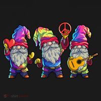 Three Hippie Gnomes Tie Dye Retro Hat Peace Gnome Women's Long Sleeve Shirt thumb 2