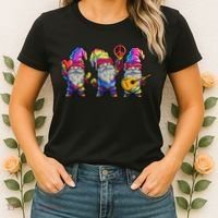 Three Hippie Gnomes Tie Dye Retro Hat Peace Gnome Women's T-Shirt thumb 2