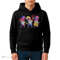 Three Hippie Gnomes Tie Dye Retro Hat Peace Gnome Kids Hoodie thumb 4