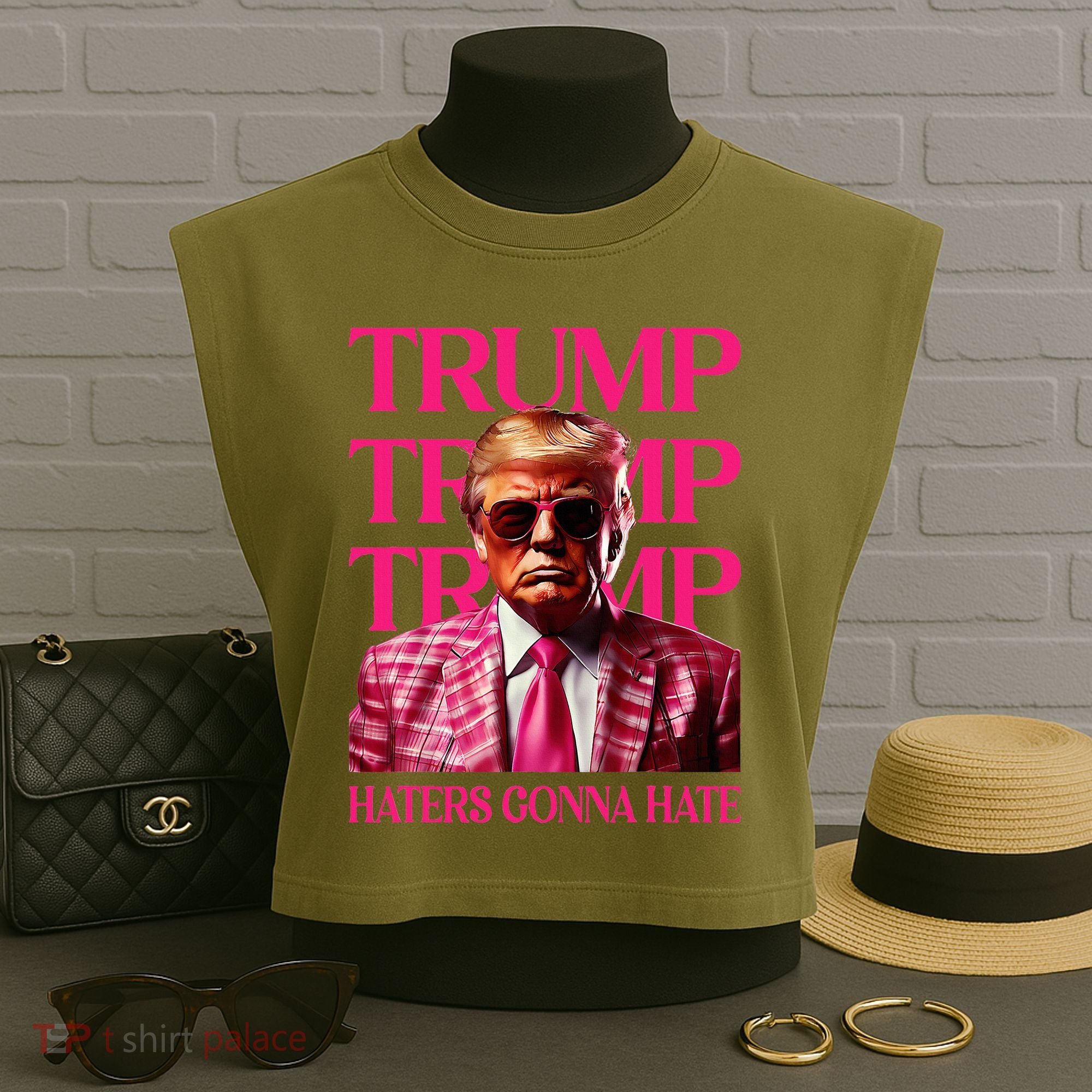 Trump Haters Gonna Hate Funny Trump 2024 Garment-Dyed Women's Muscle Tee