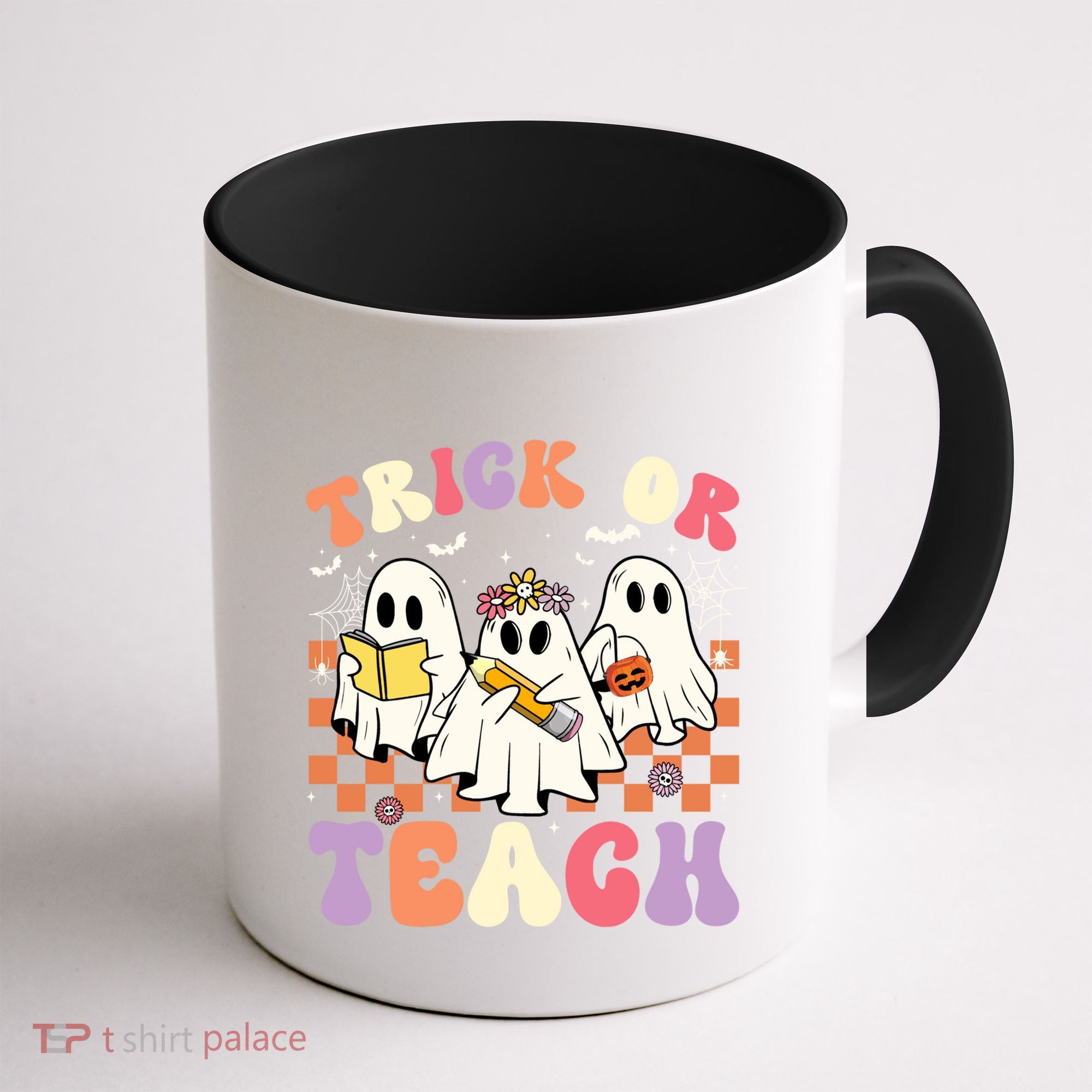 Teacher Halloween Ghost Trick Or Teach Retro Groovy Funny Gift Coffee Mug