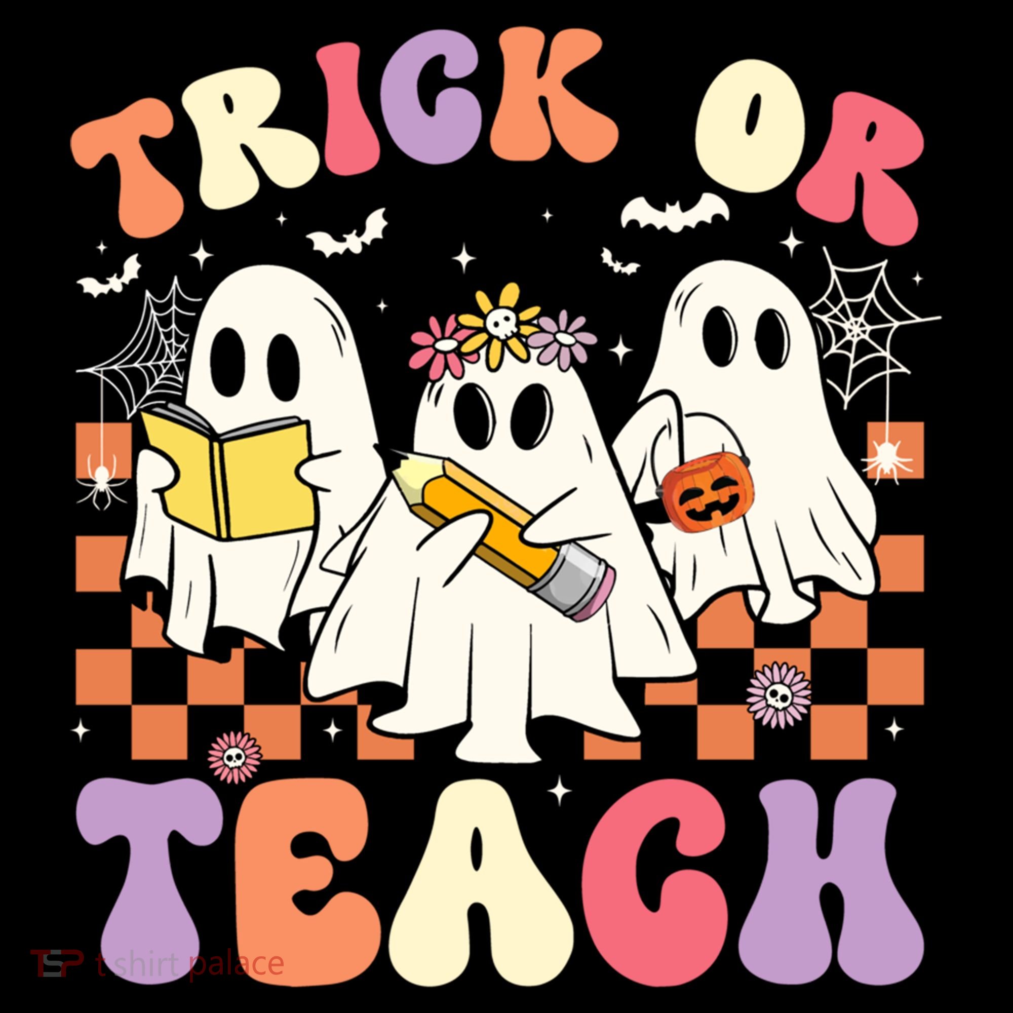 Teacher Halloween Ghost Trick Or Teach Retro Groovy Funny Gift Coffee Mug