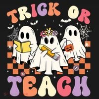 Teacher Halloween Ghost Trick Or Teach Retro Groovy Funny Gift Pajama Set thumb 2