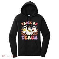 Teacher Halloween Ghost Trick Or Teach Retro Groovy Funny Gift Women's Hoodie thumb 0