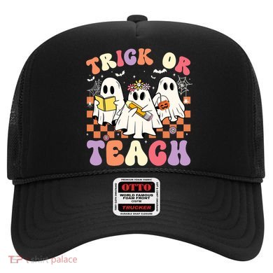 Teacher Halloween Ghost Trick Or Teach Retro Groovy Funny Gift Hat