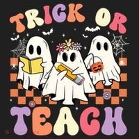 Teacher Halloween Ghost Trick Or Teach Retro Groovy Funny Gift Hat thumb 2