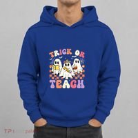 Teacher Halloween Ghost Trick Or Teach Retro Groovy Funny Gift Hoodie thumb 0