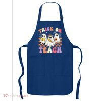 Teacher Halloween Ghost Trick Or Teach Retro Groovy Funny Gift Apron thumb 0