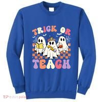 Teacher Halloween Ghost Trick Or Teach Retro Groovy Funny Gift Sweatshirt thumb 0