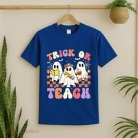 Teacher Halloween Ghost Trick Or Teach Retro Groovy Funny Gift T-Shirt thumb 2