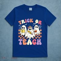Teacher Halloween Ghost Trick Or Teach Retro Groovy Funny Gift T-Shirt thumb 5