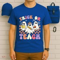 Teacher Halloween Ghost Trick Or Teach Retro Groovy Funny Gift T-Shirt thumb 6