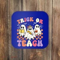 Teacher Halloween Ghost Trick Or Teach Retro Groovy Funny Gift Coaster thumb 0