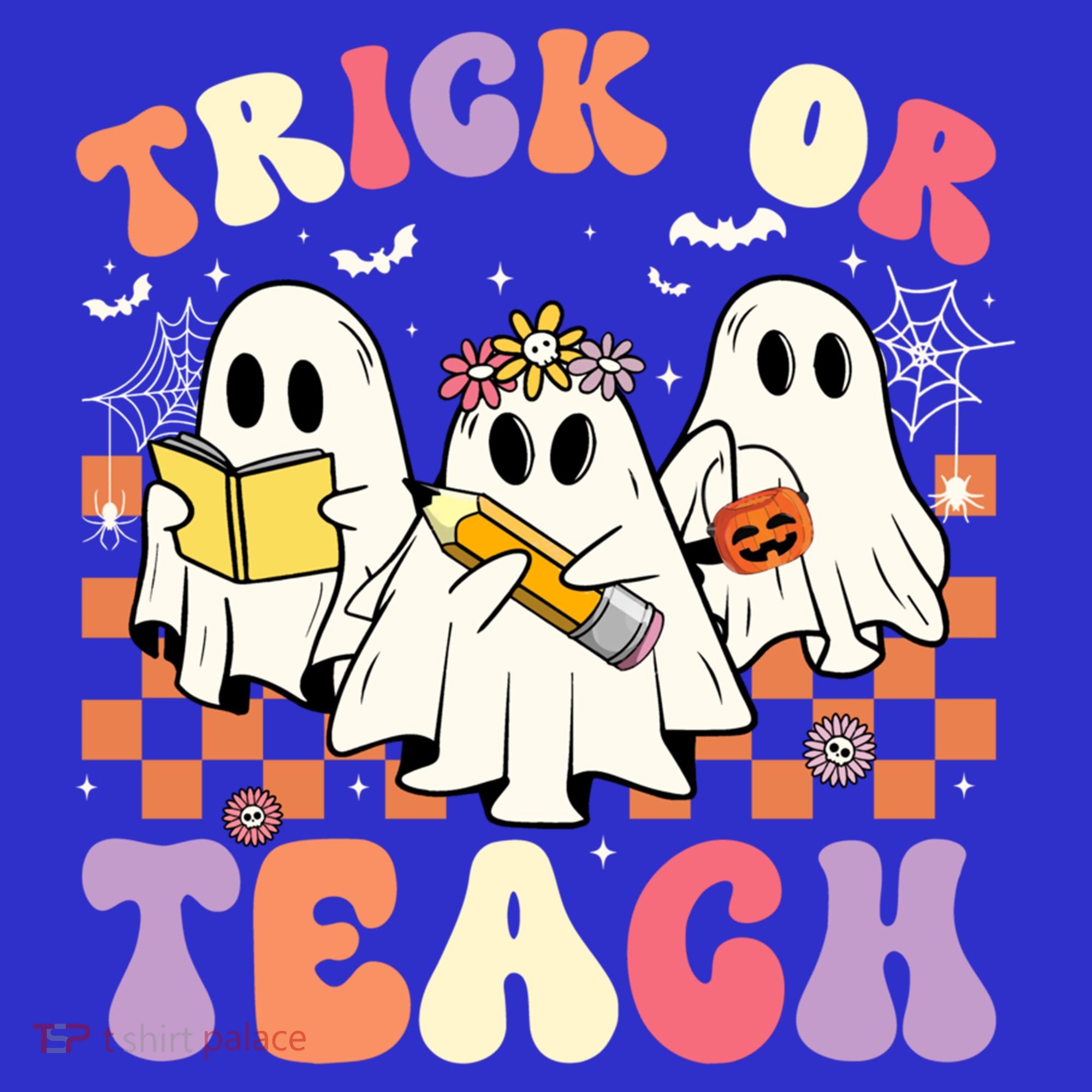 Teacher Halloween Ghost Trick Or Teach Retro Groovy Funny Gift Coaster