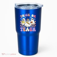 Teacher Halloween Ghost Trick Or Teach Retro Groovy Funny Gift Tumbler thumb 0