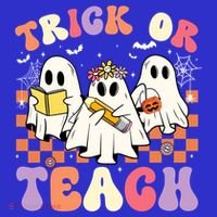 Teacher Halloween Ghost Trick Or Teach Retro Groovy Funny Gift Tumbler thumb 3